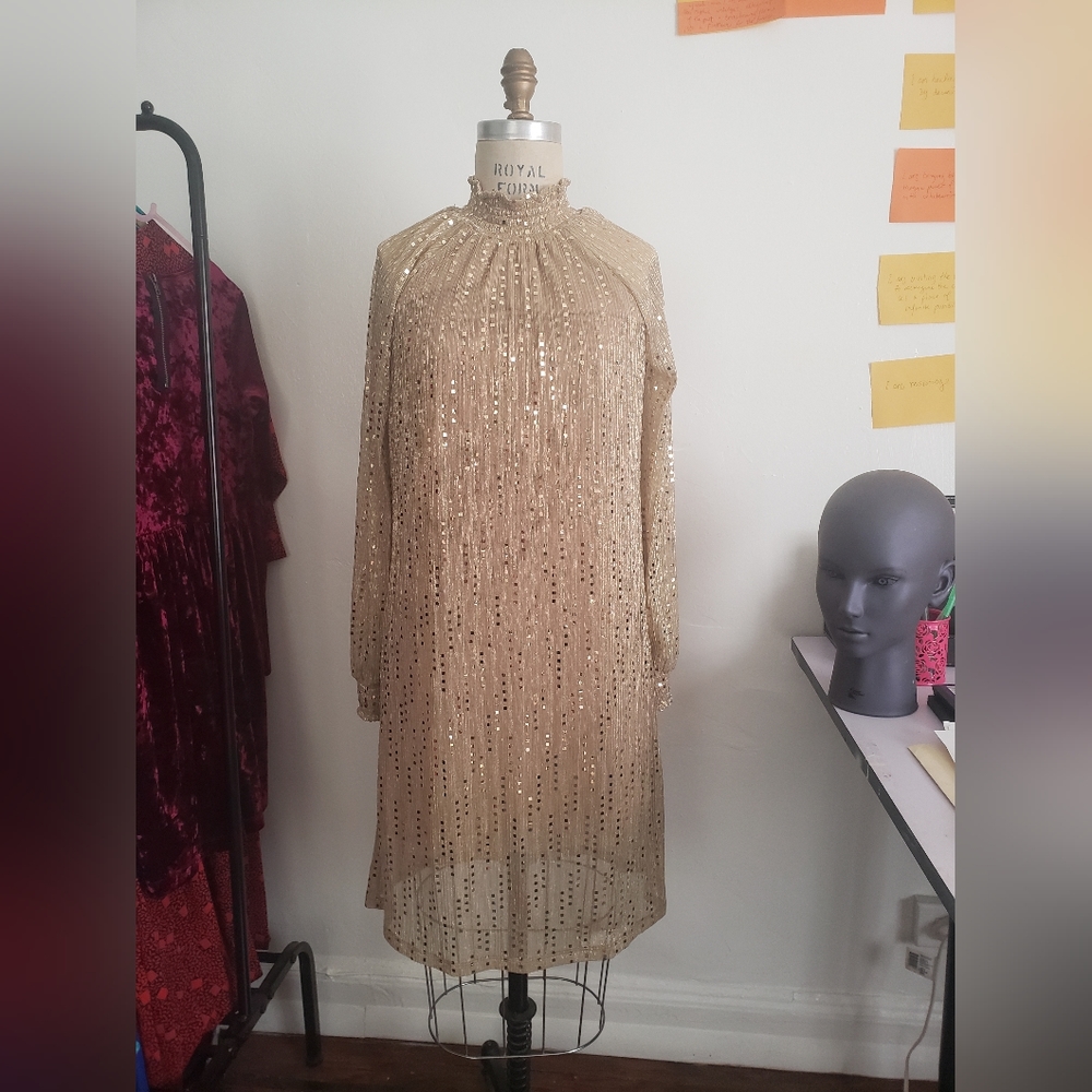 Fabulous gold sequined dress by Nina Leonard Medium